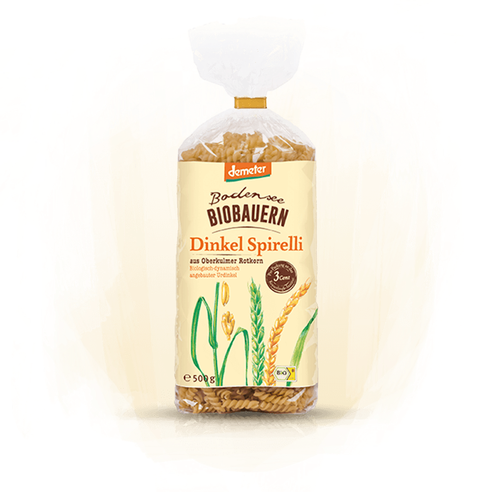 Dinkel Spirelli, Bodensee-Bio-Bauern – Pfluger Mosisgreut Dinkel Spirelli, Bodensee-Bio-Bauern – Pfluger Mosisgreut