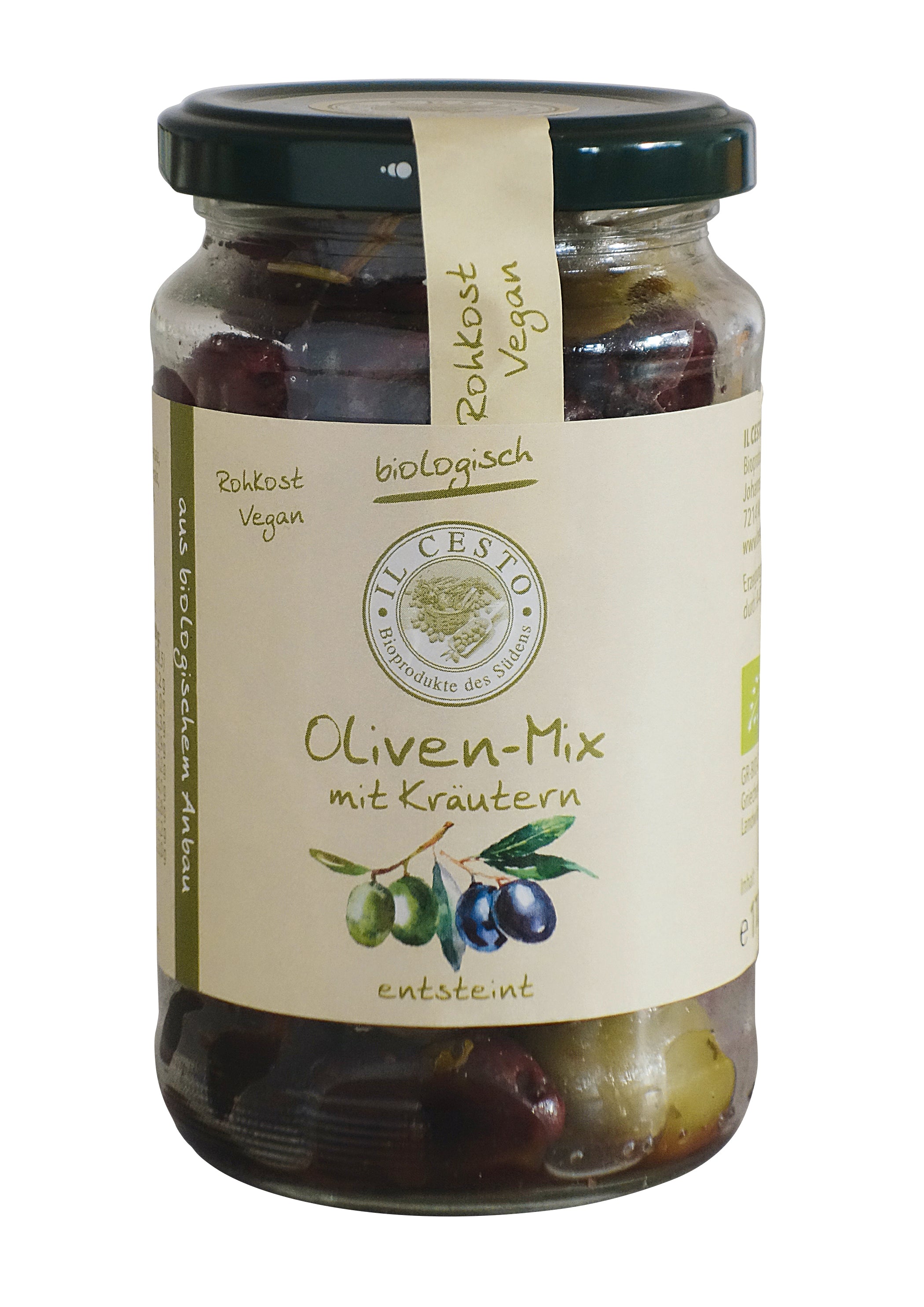 Oliven-Mix mit Kräutern entsteint, Il Cesto Oliven-Mix mit Kräutern entsteint, Il Cesto