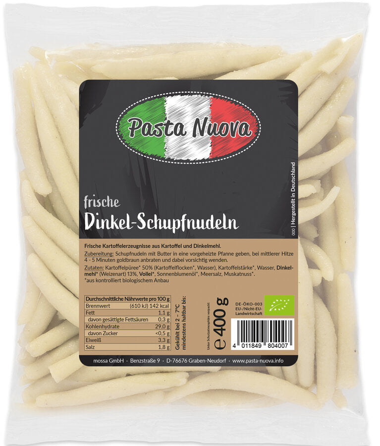 Frische Dinkel-Schupfnudeln, Pasta Nuova – Pfluger Mosisgreut